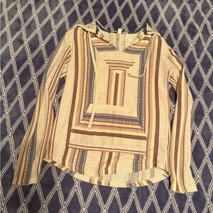 Wallflower Multicolor Striped Button Down Hooded Shirt